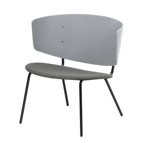 Ferm Living Chaise longue Herman rembourrée gris clair bois métal métal textile 68x60x68cm