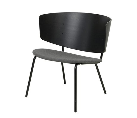 Ferm Living Chaise longue Herman rembourrée noir bois gris foncé métal 68x60x68cm