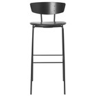 Ferm Living Bar stool Herman High black leather wood metal 40,5x43x96cm