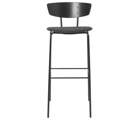 Ferm Living Bar stool Herman High upholstered black wood metal 40,5x43x96cm