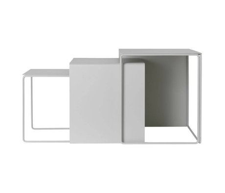 Ferm Living Coffee table Cluster light gray metal set of 3