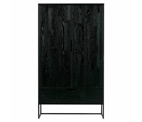 WOOOD Silas Armoire 2 portes en chêne brossé noir