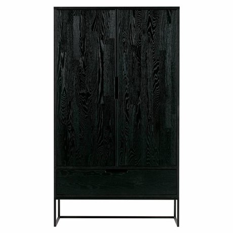 WOOOD Silas Armoire 2 portes en chêne brossé noir
