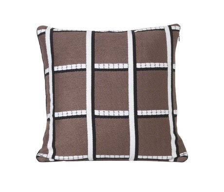 Ferm Living Throw pillow Checked taupe textile 40x40cm
