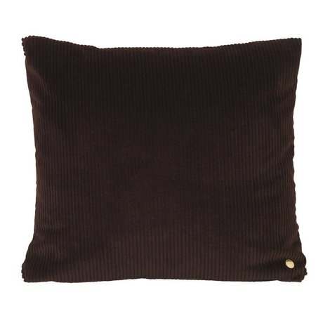 Ferm Living Coussin en velours côtelé chocolat brun textile 45x45cm