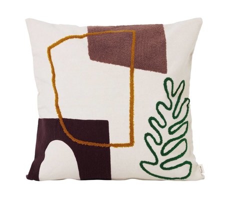 Ferm Living Coussin Mirage Leaf en textile multicolore 50x50cm