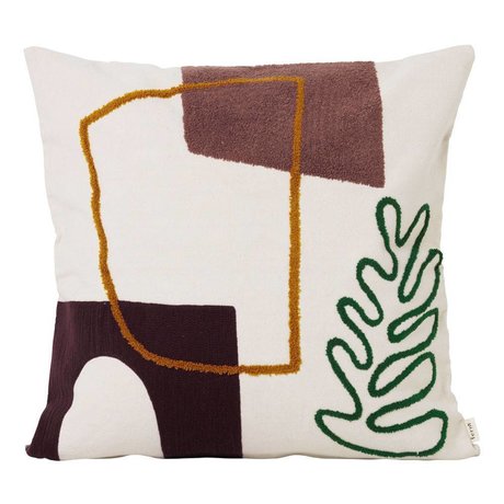 Ferm Living Coussin Mirage Leaf en textile multicolore 50x50cm