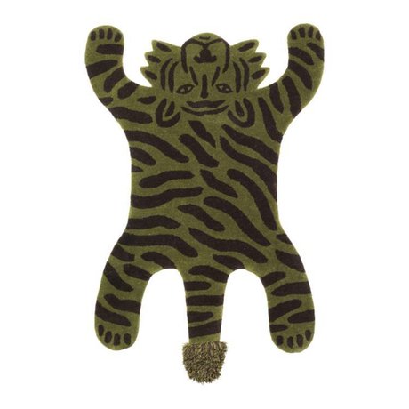 Ferm Living Tapis Safari TIGER en coton vert 160x118x2cm