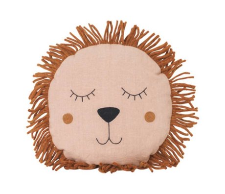 Ferm Living Cushion Safari Lion pink linen wool 35cm