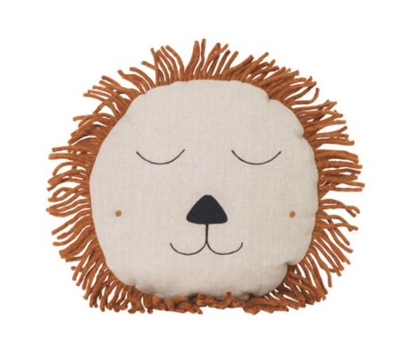 Ferm Living Coussin Safari Lion en laine de lin naturelle 35cm