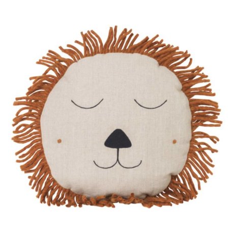 Ferm Living Coussin Safari Lion en laine de lin naturelle 35cm