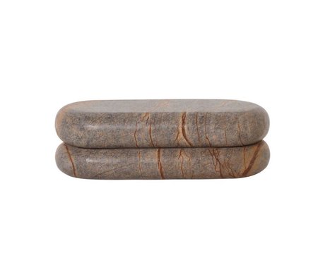 Ferm Living Bac de rangement Bendum en marbre marron 18,8x8,8x5,5cm