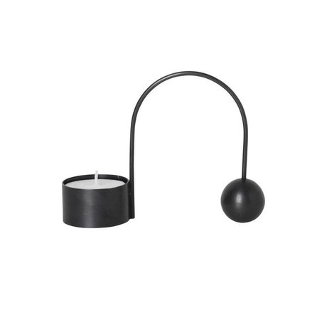 Ferm Living Photophore Balance en acier noir 12,5x4,2x9,5cm