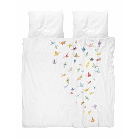 Snurk Housse de couette Crane Birds coton blanc 240x200 / 220cm + 2 / 60x70cm