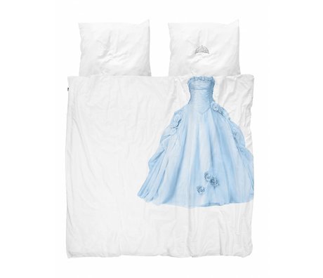 Snurk Draps Princesse Bleu bleu coton blanc 200x200 / 220cm + 2 / 60x70cm