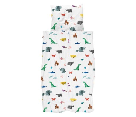 Snurk Housse de couette papier zoo multicolore coton 140x200 / 220cm + 60x70cm