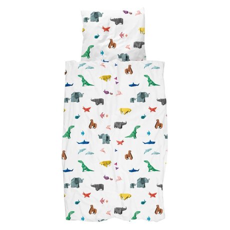 Snurk Housse de couette papier zoo multicolore coton 140x200 / 220cm + 60x70cm