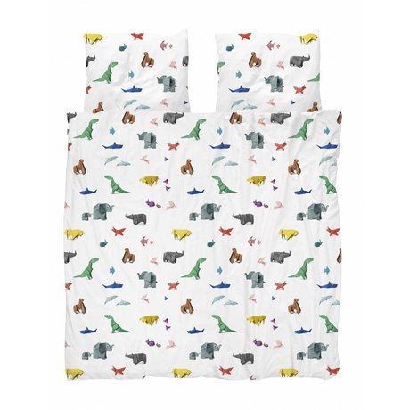 Snurk Housse de couette papier zoo multicolore coton 200x200 / 220cm + 2 / 60x70cm