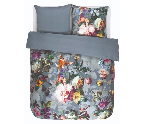 ESSENZA Housse de couette Fleur en coton bleu délavé 260x220 + 2 / 60x70cm