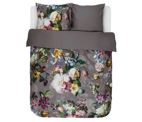 ESSENZA Funda nórdica Fleur taupe algodón marrón satinado 260x220 + 2 / 60x70cm