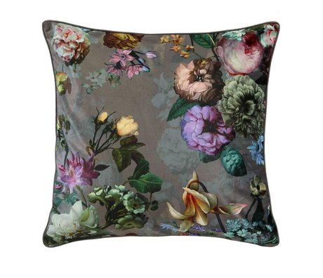 ESSENZA Taie d'oreiller fleur taupe satin de coton marron 60x70cm