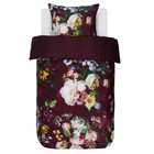 ESSENZA Funda nórdica Fleur Burgundy púrpura algodón satinado 140x220 + 60x70cm