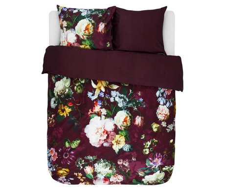 ESSENZA Duvet cover Fleur Burgundy purple cotton satin 200x220 + 2 / 60x70cm