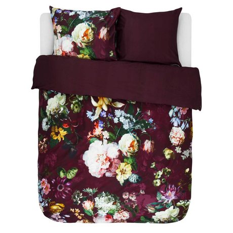 ESSENZA Duvet cover Fleur Burgundy purple cotton satin 200x220 + 2 / 60x70cm