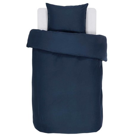 ESSENZA Housse de couette Minte satin de coton bleu marine 140x220 + 60x70cm