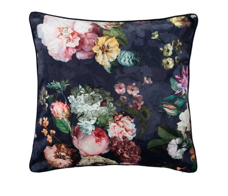 ESSENZA Pillow Fleur night blue blue velvet polyester 50x50cm