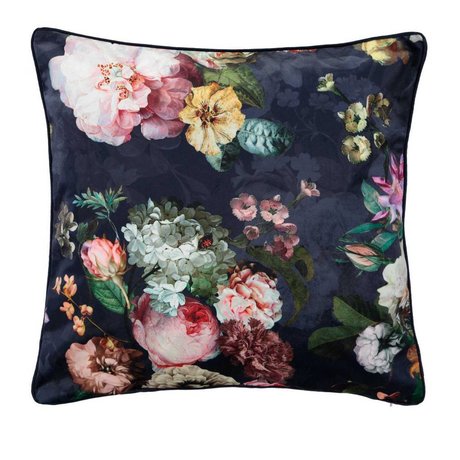 ESSENZA Pillow Fleur night blue blue velvet polyester 50x50cm