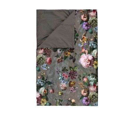 ESSENZA Quilt Fleur taupe brown velvet polyester 180x265cm