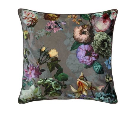 ESSENZA Almohada Fleur Taupe terciopelo marrón poliéster 50x50cm