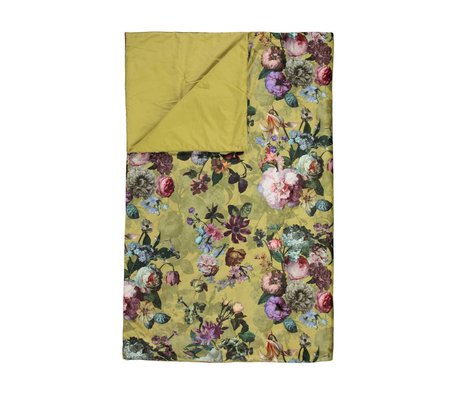 ESSENZA Edredón Fleur dorado amarillo terciopelo poliéster 180x265cm