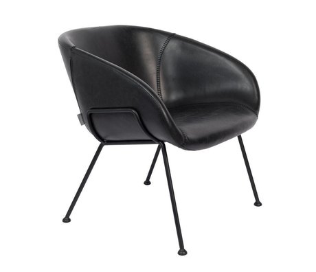 Zuiver Fauteuil Feston noir en cuir synthétique acier 70,5x65,5x72cm