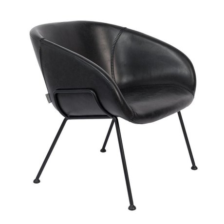 Zuiver Armchair Feston black synthetic leather steel 70,5x65,5x72cm