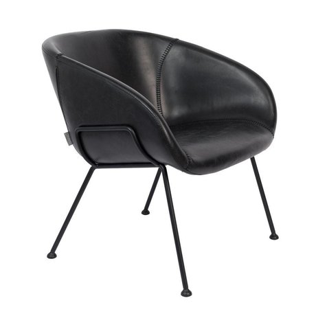 Zuiver Fauteuil Feston noir en cuir synthétique acier 70,5x65,5x72cm