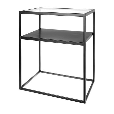 Riverdale Beistelltisch Elano schwarzes Metallglas 60x40x71cm