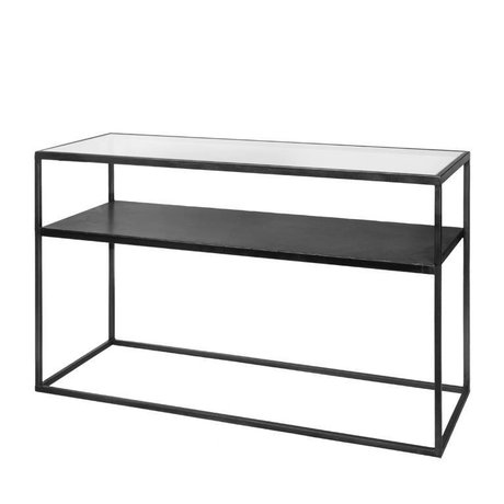 Riverdale Table d'appoint Elano verre métallique noir 120x40x71cm