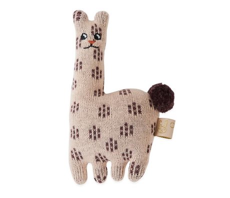 OYOY Rattle Baby Lama pink cotton 4,5x14cm