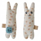 OYOY Hochet bébé lapin beige coton bleu 4,5x14cm