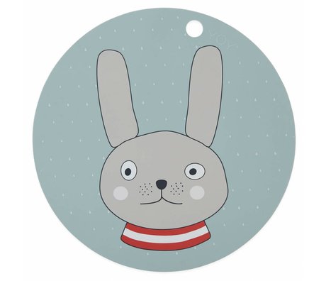 OYOY Set de table sillecones lapin vert menthe ø39x0,15cm