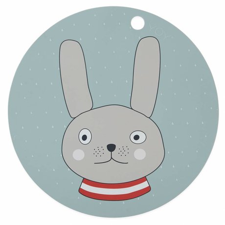 OYOY Placemat rabbit mint green sillecones ø39x0,15cm