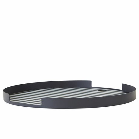 OYOY Bakke Oka runde antracit hvid sølvfarvet metal ø32,5x1,8 cm