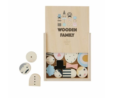 OYOY Famille de jouets en blocs de bois 2.5-5.5 x H 1-5.5cm