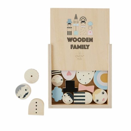 OYOY Famille de jouets en blocs de bois 2.5-5.5 x H 1-5.5cm