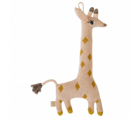 OYOY Cuscino coccolone Baby Guggi Giraffe in cotone 17x32cm