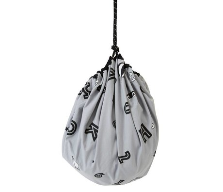 OYOY Bolsa de almacenamiento / juego manta alfabeto algodón gris lienzo ø138cm