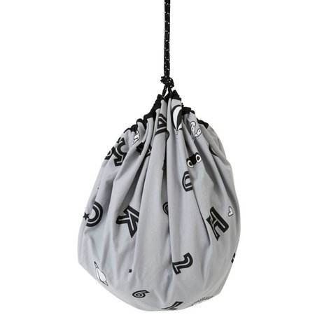 OYOY Bolsa de almacenamiento / juego manta alfabeto algodón gris lienzo ø138cm