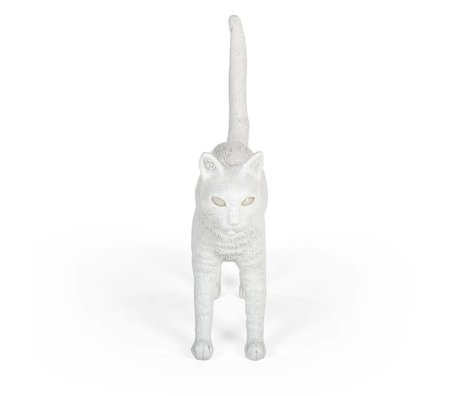 Seletti Lámpara de mesa Cat Jobby resina blanca 46x12x20,7cm